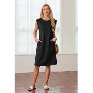 Women's Dress Crew Neck Sleeveless Dress Summer Short Dress with Pocket New
